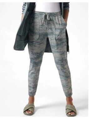 Athleta Farallon XS Printed Jogger Pants, Fog Camo Sage Green